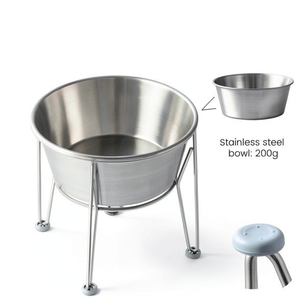 Wellbro Elevated Dog Bowl Stainless Steel Non Slip Base-4