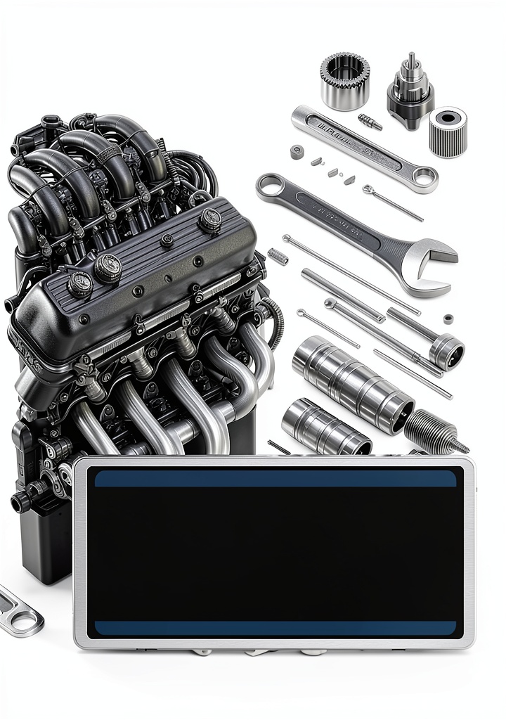 Automotive repair guide open on a Kindle device showing engine diagrams