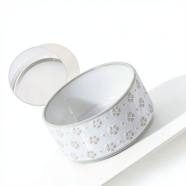 Havniva Ceramic Dog Bowls with Acacia Wood Stand Elevated-3