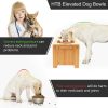 WYHTB Elevated Dog Bowl Bamboo Stand Stainless Steel Bowls-5