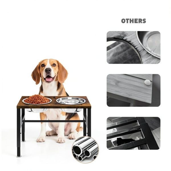 NomNest Adjustable Height Dog Bowl Stand Stainless Steel-3