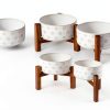 Havniva Ceramic Dog Bowls with Acacia Wood Stand Elevated-1
