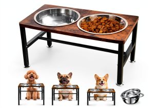 NomNest Adjustable Height Dog Bowl Stand Stainless Steel-0