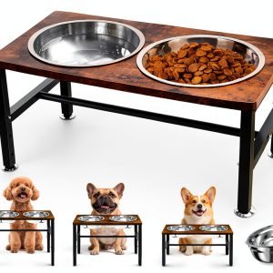 NomNest Adjustable Height Dog Bowl Stand Stainless Steel-0
