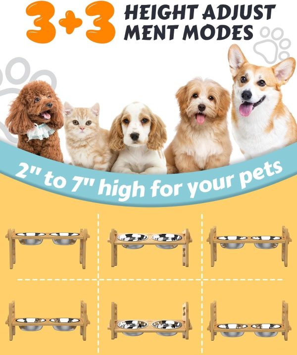 Jovrun Elevated Dog Bowl Adjustable Height Stainless Steel-1