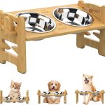 Jovrun Elevated Dog Bowl Adjustable Height Stainless Steel-0