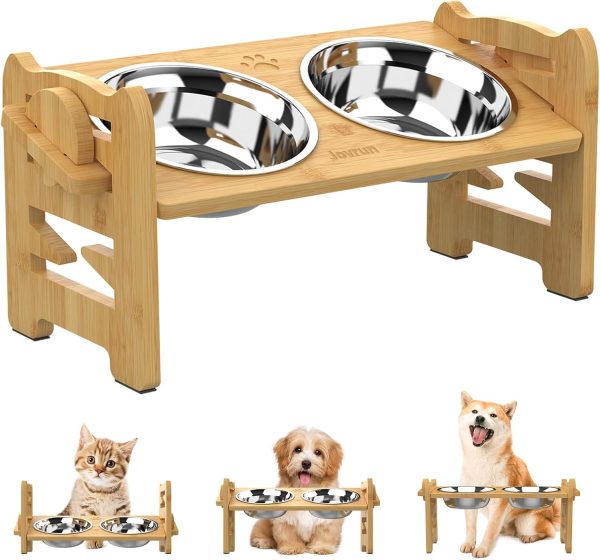 Jovrun Elevated Dog Bowl Adjustable Height Stainless Steel-0