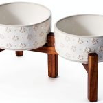 Havniva Ceramic Dog Bowls with Acacia Wood Stand Elevated-0