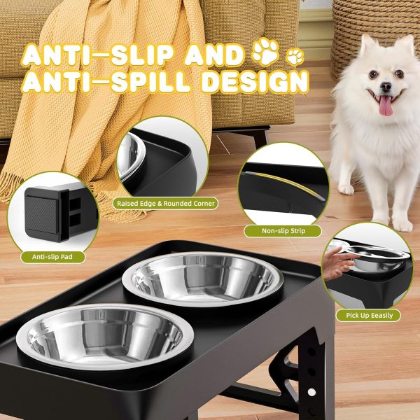 Mosesrein Elevated Dog Bowl Adjustable Height Stainless-3