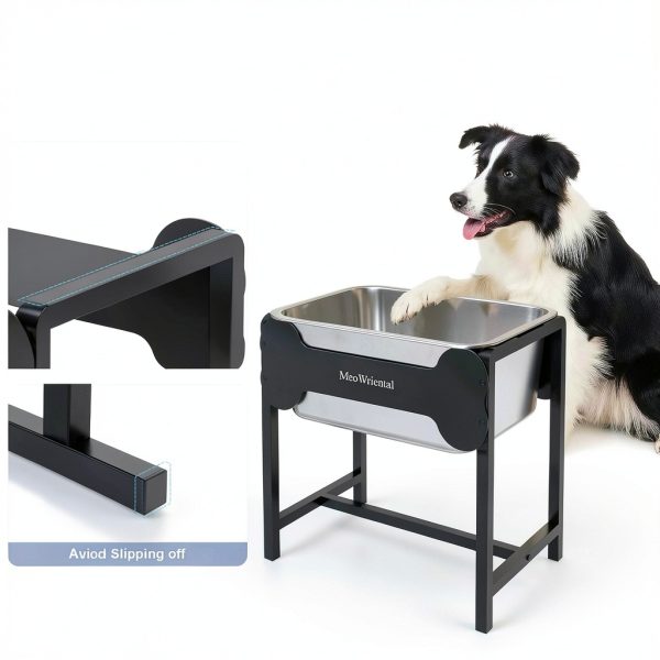MeoWriental Raised Dog Water Bowl Stainless Steel Large-5