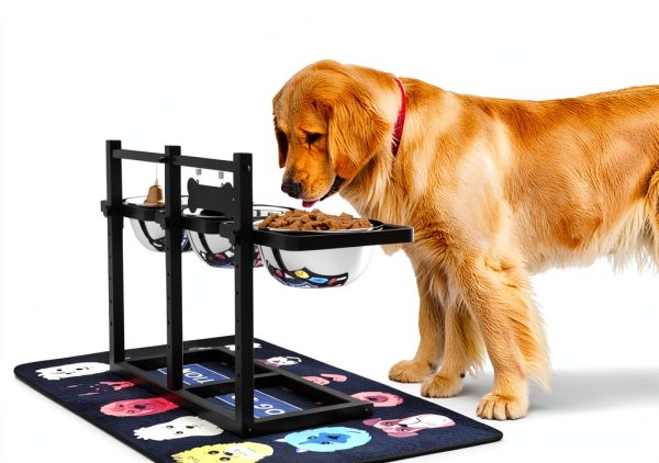 ADENGL Elevated Dog Bowls Adjustable Height Slow Feeder-1