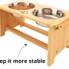 WYHTB Elevated Dog Bowl Bamboo Stand Stainless Steel Bowls-3