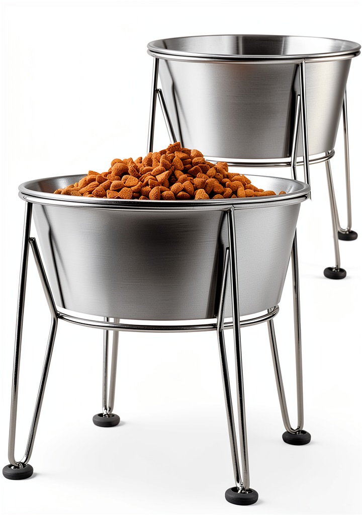 Installing Wellbro Elevated Dog Bowl Stainless Steel Non Slip Base on a wooden kitchen countertop
