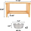 WYHTB Elevated Dog Bowl Bamboo Stand Stainless Steel Bowls-4