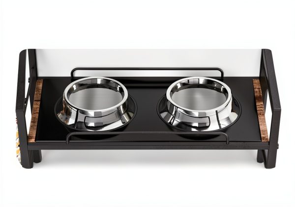 Lomivra Adjustable Dog Bowl Stand with Storage Elevated-1