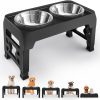 Mosesrein Elevated Dog Bowl Adjustable Height Stainless-0