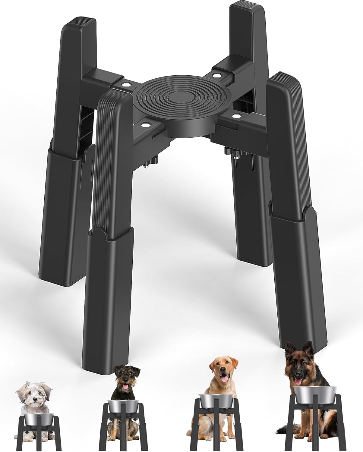 CZPET dog bowl stand with adjustable legs and anti-slip feet
