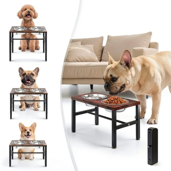 NomNest Adjustable Height Dog Bowl Stand Stainless Steel-1