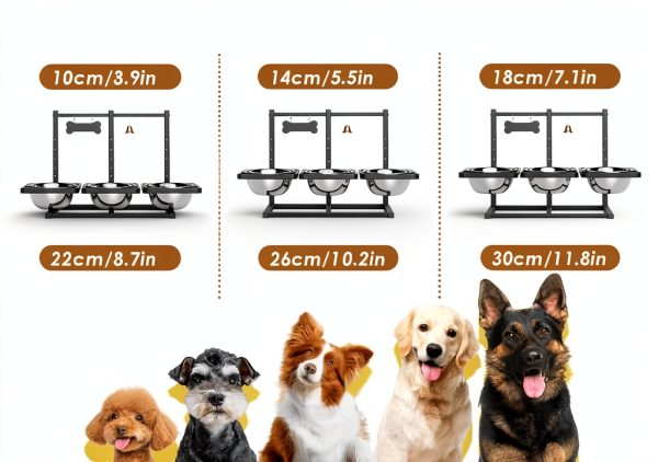 ADENGL Elevated Dog Bowls Adjustable Height Slow Feeder-3
