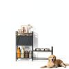 Lomivra Adjustable Dog Bowl Stand with Storage Elevated-7
