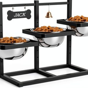 ADENGL Elevated Dog Bowls Adjustable Height Slow Feeder-0
