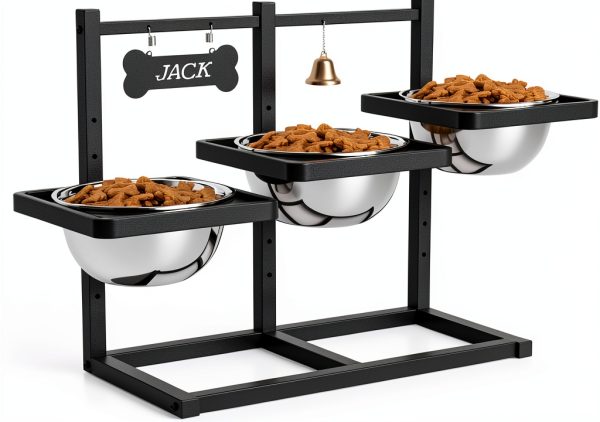 ADENGL Elevated Dog Bowls Adjustable Height Slow Feeder-0