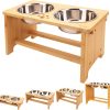 WYHTB Elevated Dog Bowl Bamboo Stand Stainless Steel Bowls-0