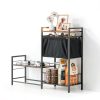 Lomivra Adjustable Dog Bowl Stand with Storage Elevated-5