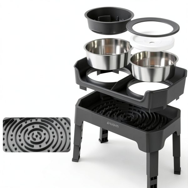 Elevated Dog Bowl KPWACD Stainless Steel Adjustable-1
