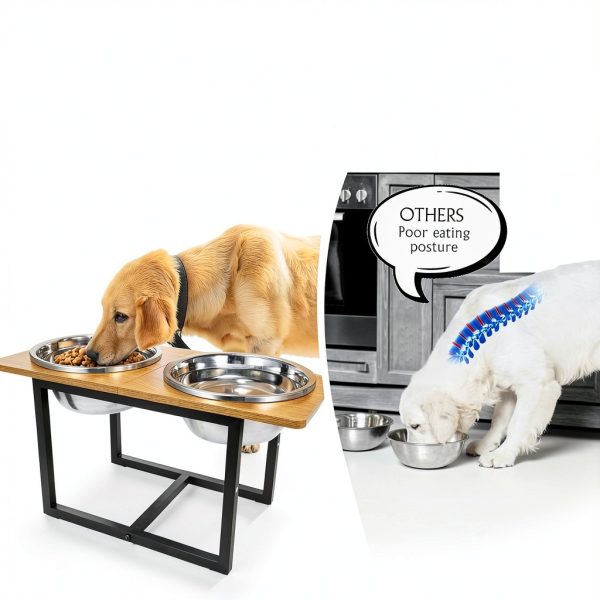Spacnom Elevated Dog Bowl Stand Wood Grain 3.5L-3