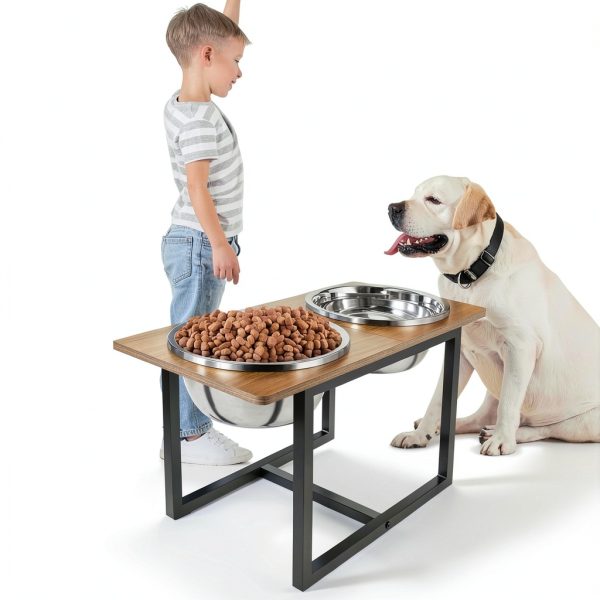 Spacnom Elevated Dog Bowl Stand Wood Grain 3.5L-6