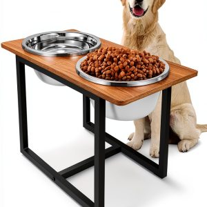 Spacnom Elevated Dog Bowl Stand Wood Grain 3.5L-0