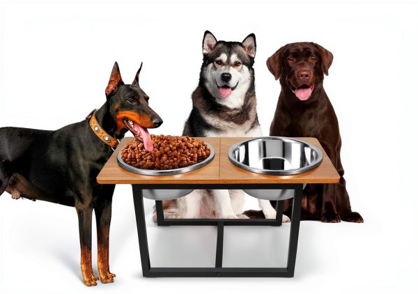 Spacnom Elevated Dog Bowl Stand Wood Grain 3.5L-2