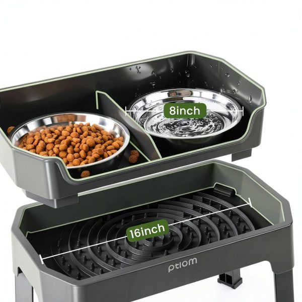 KPWACD Elevated Dog Bowl Stainless Steel 3-in-1-4
