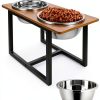 Spacnom Elevated Dog Bowl Stand Wood Grain 3.5L-1