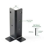 4Pcs Adjustable Post Anchor Brackets Kit, Fit 1.5x1.5, 2x2, 2x4, 4x4 Deck Posts - Heavy Duty Half Column Black Support Base for Wood Fence Pergola Railing-1