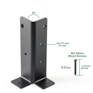 4Pcs Adjustable Post Anchor Brackets Kit, Fit 1.5x1.5, 2x2, 2x4, 4x4 Deck Posts - Heavy Duty Half Column Black Support Base for Wood Fence Pergola Railing-1