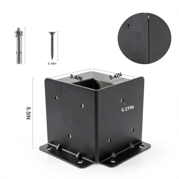 6X6 Post Anchor Base by OULH Heavy-Duty Adjustable Steel Bracket Set-2