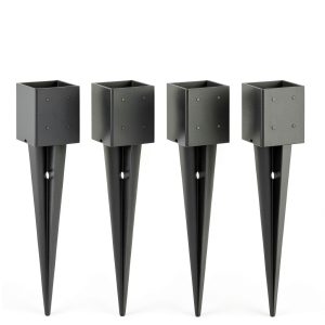 TAYORY 4x4 Fence Post Anchor Heavy Duty Metal Spike Black Powder-0