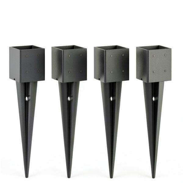 TAYORY 4x4 Fence Post Anchor Heavy Duty Metal Spike Black Powder-0