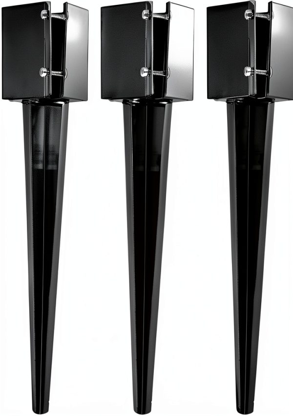 4Pcs 24" Heavy Duty 4x4 Fence Post Anchor Black Powder Coated Mailbox-0