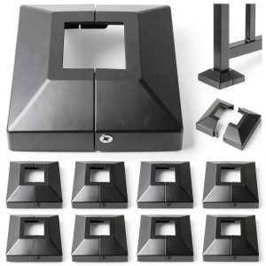 Hulave Split Post Cover – 8 Pack Black – Fits 1.5"x1.5" & 4"x4" Bases-0