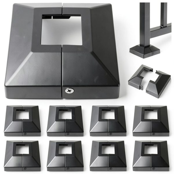 Hulave Split Post Cover – 8 Pack Black – Fits 1.5"x1.5" & 4"x4" Bases-0