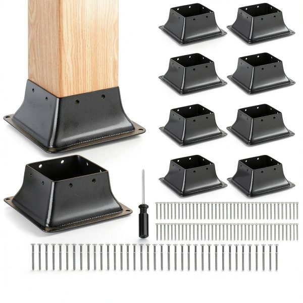 4x4 Post Base by Pirosim Powder-Coated Deck Support – 10 Pack-0